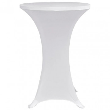 Husă de masă cu picior, Ø80 cm, alb, elastic, 4 buc. - Img 3