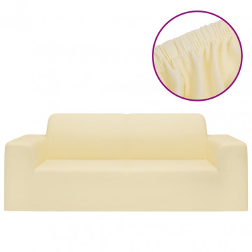 Husă elastică pentru canapea cu 2 locuri poliester jersey crem - Img 2