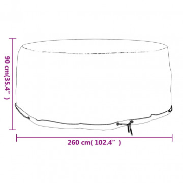 Husă mobilier de grădină, 10 ocheți, rotund, Ø260x90 cm - Img 5