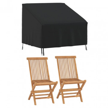 Husă scaun de grădină, negru, 96x79x49/74 cm, Oxford 420D - Img 2