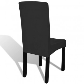 Huse de scaun elastice drepte, 6 buc., negru - Img 4