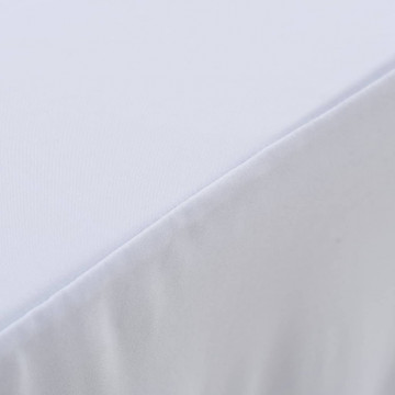 Huse elastice de masă cu fustă, 2 buc., alb, 243x76x74 cm - Img 2