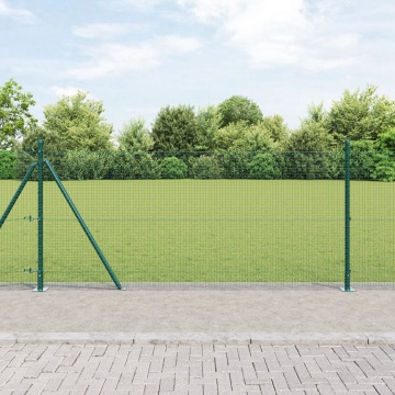 Împrejmuire din Sârmă Sudată cu 13 Țâruși Flanșați Verde 0.8x50 m Oțel - Img 1