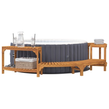 Împrejmuire pentru Cada cu Hidromasaj Semi-Rotund 252x111.5x55.5 cm Lemn Masiv de Acacia - Img 3