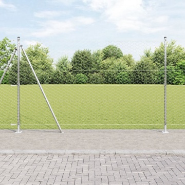 Îngrădire Hexagon 1.5x10 m Oțel Galvanizat, Stâlpi de Îngrădire cu Plăci de Bază 7 pcs Ø32mm 83.5cm Oțel Galvanizat - Img 1