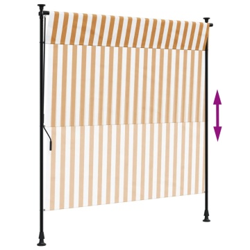 Jaluzea rulou de exterior portocaliu/alb 150x270 cm textil/oțel - Img 5