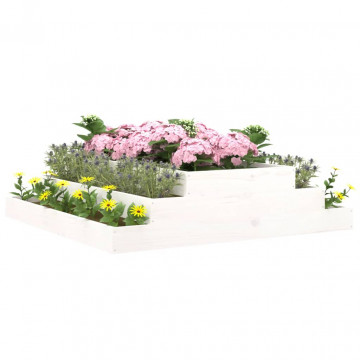 Jardinieră, alb, 110x110x27 cm, lemn masiv de pin - Img 3