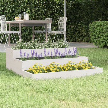 Jardinieră, alb, 78x78x27 cm, lemn masiv de pin - Img 1