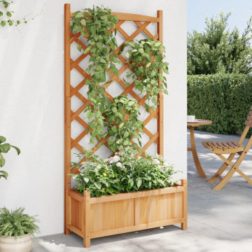Jardinieră cu spalier, maro, lemn masiv de brad - Img 1