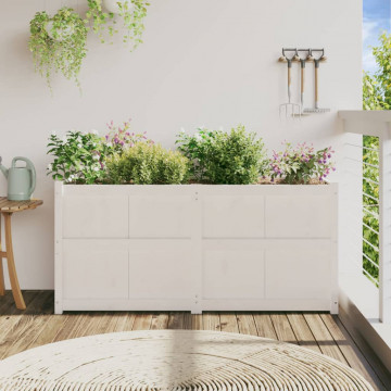 Jardinieră de grădină, alb, 150x50x70 cm, lemn masiv de pin - Img 3