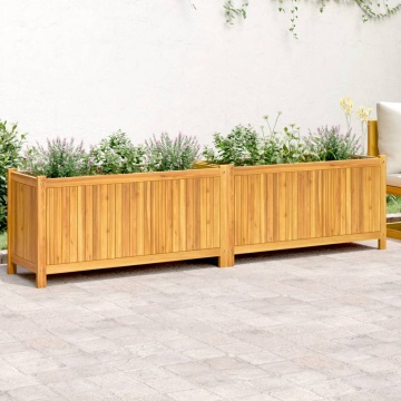 Jardinieră de grădină cu căptușeală 199x38,5x50 cm, lemn acacia - Img 1