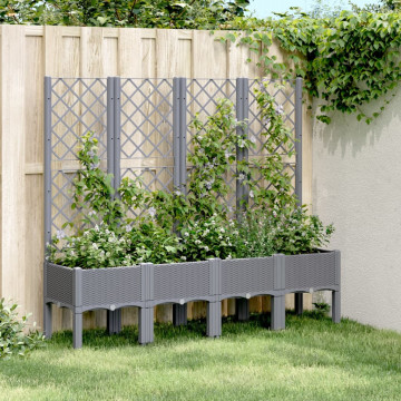 Jardinieră de grădină cu spalier, gri, 160x40x142 cm, PP - Img 1
