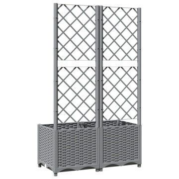 Jardinieră de grădină cu spalier, gri deschis, 80x40x136 cm, PP - Img 5