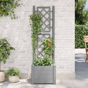 Jardinieră de grădină cu spalier, gri piatră, 43x43x142 cm, PP - Img 3