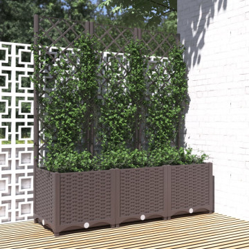 Jardinieră de grădină cu spalier, maro, 120x40x136 cm, PP - Img 1