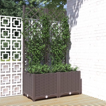 Jardinieră de grădină cu spalier maro, 80x40x136 cm, PP - Img 1