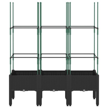 Jardinieră de grădină cu spalier, negru, 120x40x142,5 cm, PP - Img 3