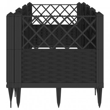 Jardinieră de grădină cu spalier, negru, 123,5x43,5x43,5 cm, PP - Img 4