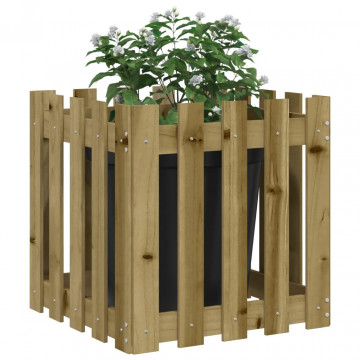 Jardinieră grădină design gard 50x50x50cm lemn de pin impregnat - Img 3