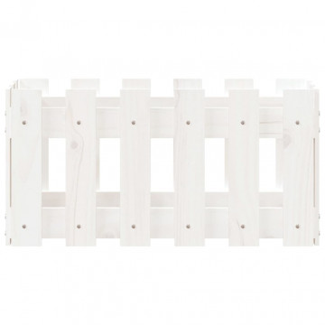 Jardinieră grădină design gard, alb, 60x30x30 cm lemn masiv pin - Img 8