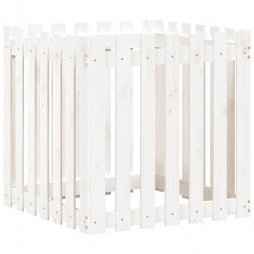 Jardinieră grădină design gard, alb, 70x70x70 cm lemn masiv pin - Img 2