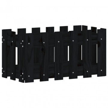 Jardinieră grădină design gard negru 60x30x30 cm lemn masiv pin - Img 2