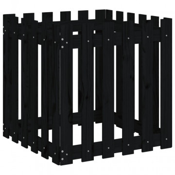 Jardinieră grădină design gard negru 60x60x60 cm lemn masiv pin - Img 4