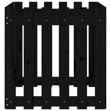 Jardinieră grădină design gard negru 60x60x60 cm lemn masiv pin - Img 8