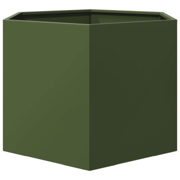 Jardinieră grădină verde măsliniu 69x60x45 cm oțel hexagonal - Img 4