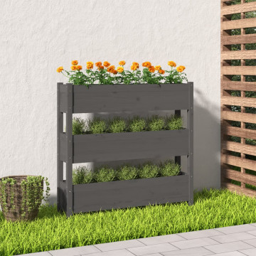 Jardinieră, gri, 112x25x104,5 cm, lemn masiv de pin - Img 1