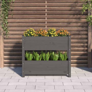 Jardinieră, gri, 77x25x66 cm, lemn masiv de pin - Img 3