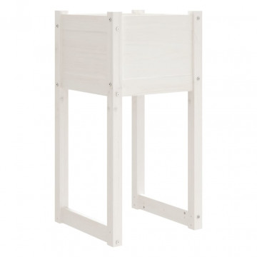 Jardiniere, 2 buc., alb, 40x40x81 cm, lemn masiv de pin - Img 4