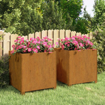 Jardiniere cu picioare 2 buc. ruginiu 49x47x50 cm oțel corten - Img 1