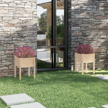 Jardiniere de grădină, 2 buc., 50x50x70 cm, lemn masiv pin - Img 1