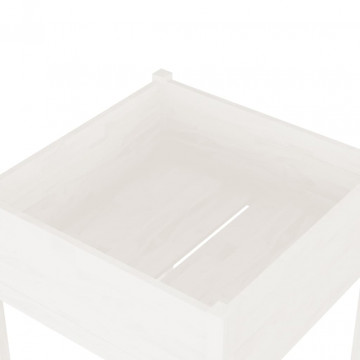 Jardiniere de grădină, 2 buc., alb, 70x70x70 cm, lemn masiv pin - Img 5