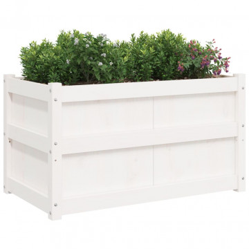 Jardiniere de grădină, 2 buc., alb, lemn masiv de pin - Img 4