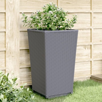 Jardiniere de grădină, 2 buc., gri, 32,5x32,5x57 cm, PP - Img 1