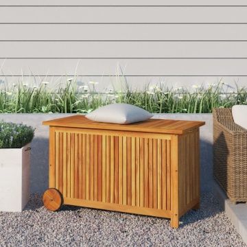 Ladă de depozitare de grădină cu roți, 90x50x58 cm, lemn acacia - Img 1