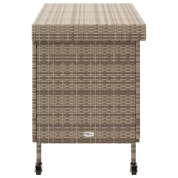 Ladă depozitare de grădină cu roți, gri 110x55x73 cm poliratan - Img 8
