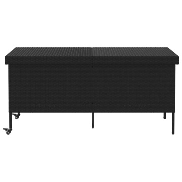 Ladă depozitare de grădină cu roți negru 160x55x75 cm poliratan - Img 3