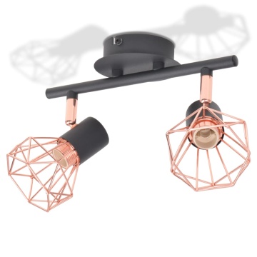 Lampă de plafon cu 2 spoturi E14, negru și bronz - Img 2