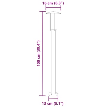 Lampă exterioară de podea, argintiu, 100 cm, oțel inoxidabil - Img 6