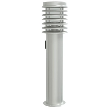 Lampă exterioară de podea cu priză, argintiu, 60 cm, oțel inox - Img 2