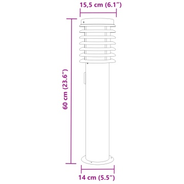 Lampă exterioară de podea cu priză, argintiu, 60 cm, oțel inox - Img 6