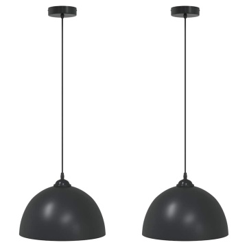 Lămpi de suspendare 2 buc E27 Negru Ø 30 cm Metal - Img 2