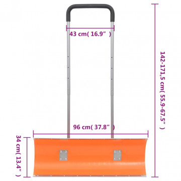 Lopată de zăpadă mâner extensibil portocaliu 96cm lamă din oțel - Img 5