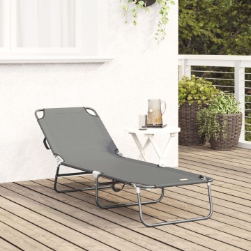 Lounge pliabil portabil Gri din material Oxford 600D - Img 3