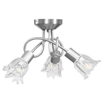 Lustră, abajururi de sticlă transparentă, 3 becuri E14, lalea - Img 4