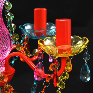 Lustră Cristal Artificial pentru 5 becuri Multicoloră - Img 4