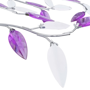Lustră cu brațe tip frunze cristal acrilic violet 5 becuri E14 - Img 4